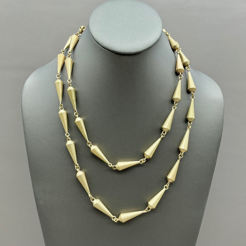 Lia‎ Sophia Necklace Women Gold Tone Matte Spike Bead Modernist Long Chain 36"